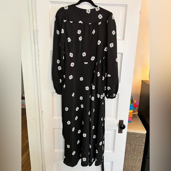 Kate Spade black floral clover print wrap dress size 12 - Picture 5 of 8